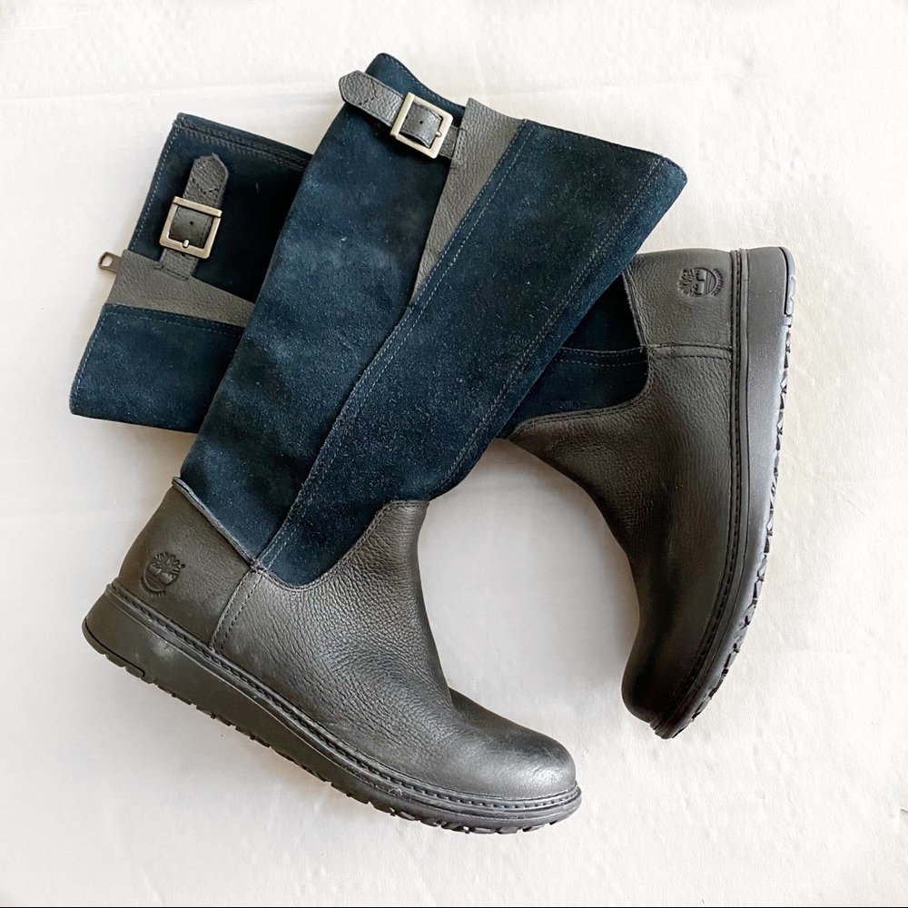 Timberland Black Leather Suede Tall Bethel boots